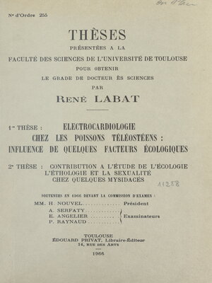 cover image of Électrocardiologie chez les poissons téléostéens